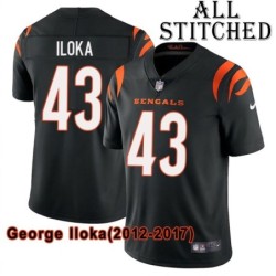 Black Home Embroidered George Iloka Cincinnati Bengals #43 Stitched Jersey