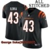 Black Home Embroidered George Iloka Cincinnati Bengals #43 Stitched Jersey
