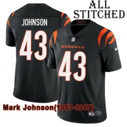 Black Home Embroidered Mark Johnson Cincinnati Bengals #43 Stitched Jersey