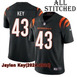 Black Home Embroidered Jaylen Key Cincinnati Bengals #43 Stitched Jersey