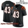 Black Home Embroidered Jaylen Key Cincinnati Bengals #43 Stitched Jersey