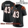 Black Home Embroidered Ethan Kilmer Cincinnati Bengals #43 Stitched Jersey