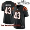 Black Home Embroidered Tom Nelson Cincinnati Bengals #43 Stitched Jersey