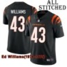 Black Home Embroidered Ed Williams Cincinnati Bengals #43 Stitched Jersey