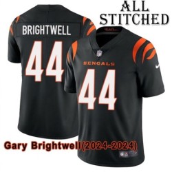 Black Home Embroidered Gary Brightwell Cincinnati Bengals #44 Stitched Jersey