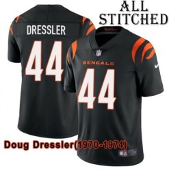 Black Home Embroidered Doug Dressler Cincinnati Bengals #44 Stitched Jersey