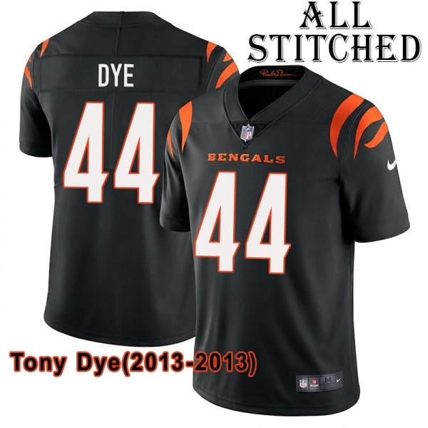 Black Home Embroidered Tony Dye Cincinnati Bengals #44 Stitched Jersey