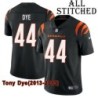 Black Home Embroidered Tony Dye Cincinnati Bengals #44 Stitched Jersey