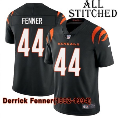 Black Home Embroidered Derrick Fenner Cincinnati Bengals #44 Stitched Jersey