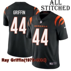 Black Home Embroidered Ray Griffin Cincinnati Bengals #44 Stitched Jersey