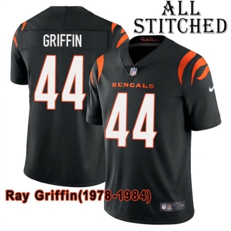 Black Home Embroidered Ray Griffin Cincinnati Bengals #44 Stitched Jersey