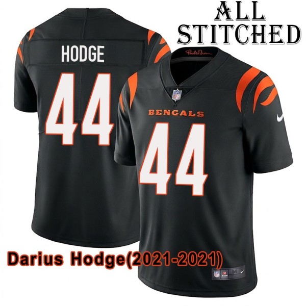 Black Home Embroidered Darius Hodge Cincinnati Bengals #44 Stitched Jersey