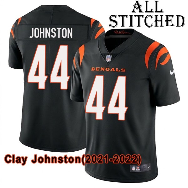Black Home Embroidered Clay Johnston Cincinnati Bengals #44 Stitched Jersey