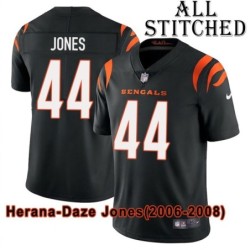 Black Home Embroidered Herana-Daze Jones Cincinnati Bengals #44 Stitched Jersey
