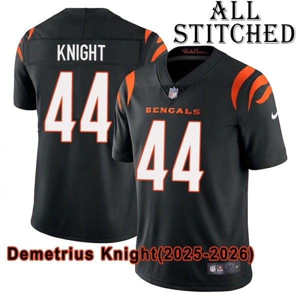 Black Home Embroidered Demetrius Knight Cincinnati Bengals #44 Stitched Jersey