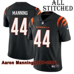 Black Home Embroidered Aaron Manning Cincinnati Bengals #44 Stitched Jersey