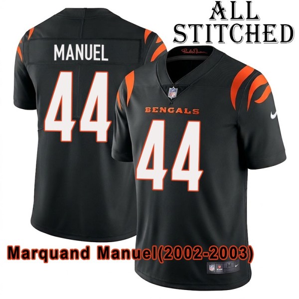 Black Home Embroidered Marquand Manuel Cincinnati Bengals #44 Stitched Jersey