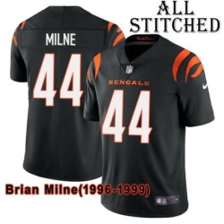 Black Home Embroidered Brian Milne Cincinnati Bengals #44 Stitched Jersey