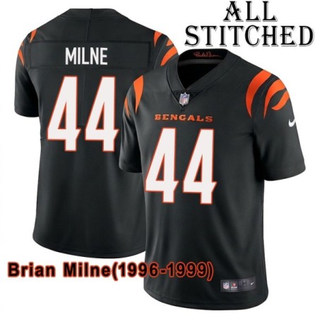 Black Home Embroidered Brian Milne Cincinnati Bengals #44 Stitched Jersey
