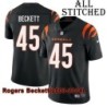 Black Home Embroidered Rogers Beckett Cincinnati Bengals #45 Stitched Jersey