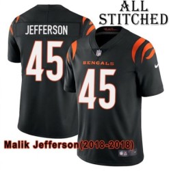 Black Home Embroidered Malik Jefferson Cincinnati Bengals #45 Stitched Jersey