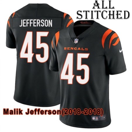 Black Home Embroidered Malik Jefferson Cincinnati Bengals #45 Stitched Jersey