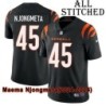 Black Home Embroidered Maema Njongmeta Cincinnati Bengals #45 Stitched Jersey