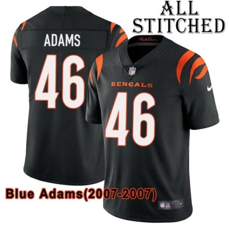 Black Home Embroidered Blue Adams Cincinnati Bengals #46 Stitched Jersey