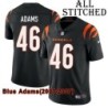 Black Home Embroidered Blue Adams Cincinnati Bengals #46 Stitched Jersey