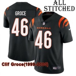 Black Home Embroidered Clif Groce Cincinnati Bengals #46 Stitched Jersey