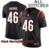 Black Home Embroidered Clark Harris Cincinnati Bengals #46 Stitched Jersey