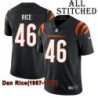 Black Home Embroidered Dan Rice Cincinnati Bengals #46 Stitched Jersey