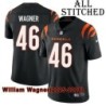Black Home Embroidered William Wagner Cincinnati Bengals #46 Stitched Jersey