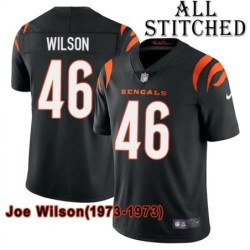 Black Home Embroidered Joe Wilson Cincinnati Bengals #46 Stitched Jersey