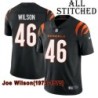 Black Home Embroidered Joe Wilson Cincinnati Bengals #46 Stitched Jersey