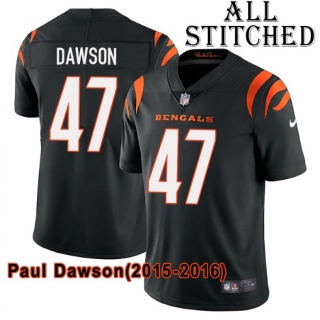 Black Home Embroidered Paul Dawson Cincinnati Bengals #47 Stitched Jersey