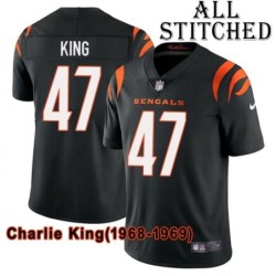 Black Home Embroidered Charlie King Cincinnati Bengals #47 Stitched Jersey