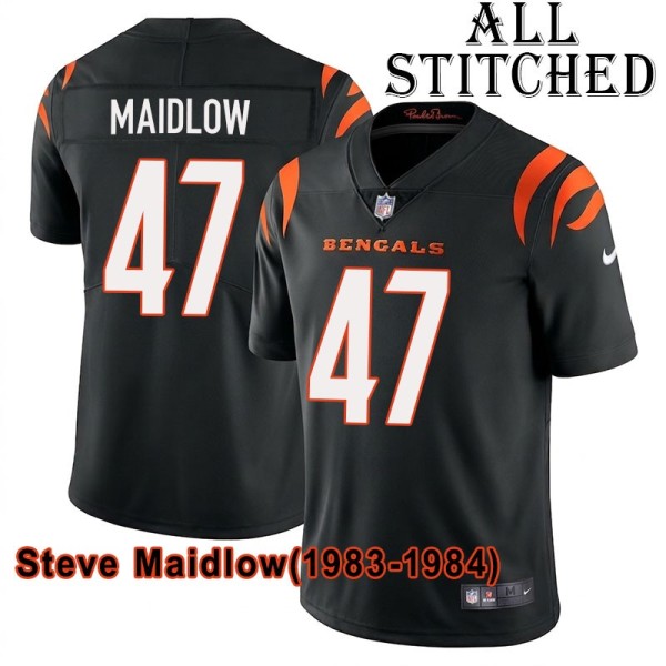 Black Home Embroidered Steve Maidlow Cincinnati Bengals #47 Stitched Jersey