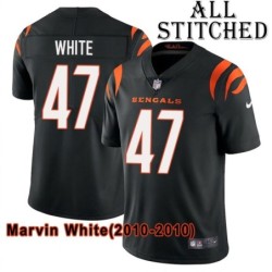 Black Home Embroidered Marvin White Cincinnati Bengals #47 Stitched Jersey