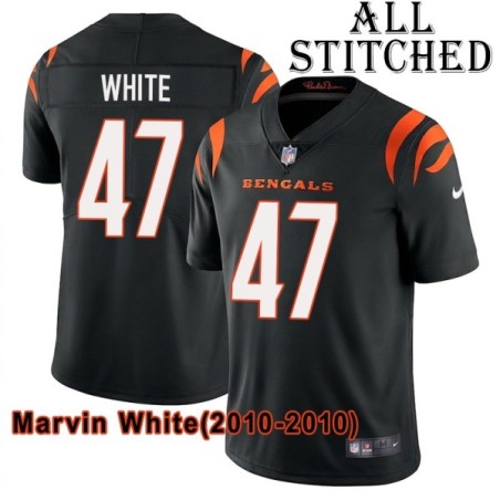 Black Home Embroidered Marvin White Cincinnati Bengals #47 Stitched Jersey