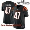 Black Home Embroidered Chris Worley Cincinnati Bengals #47 Stitched Jersey