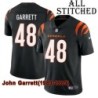 Black Home Embroidered John Garrett Cincinnati Bengals #48 Stitched Jersey