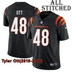 Black Home Embroidered Tyler Ott Cincinnati Bengals #48 Stitched Jersey