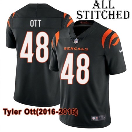 Black Home Embroidered Tyler Ott Cincinnati Bengals #48 Stitched Jersey