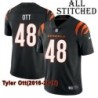 Black Home Embroidered Tyler Ott Cincinnati Bengals #48 Stitched Jersey