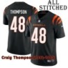 Black Home Embroidered Craig Thompson Cincinnati Bengals #48 Stitched Jersey