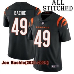 Black Home Embroidered Joe Bachie Cincinnati Bengals #49 Stitched Jersey