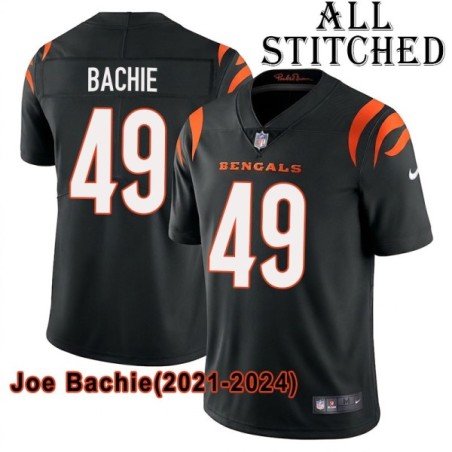 Black Home Embroidered Joe Bachie Cincinnati Bengals #49 Stitched Jersey