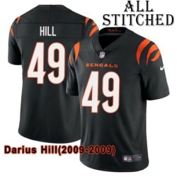 Black Home Embroidered Darius Hill Cincinnati Bengals #49 Stitched Jersey