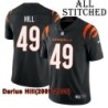 Black Home Embroidered Darius Hill Cincinnati Bengals #49 Stitched Jersey